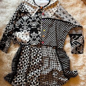 We Be Bop girls black white skort /blouse w colorful buttons skirtS shirt 7-14